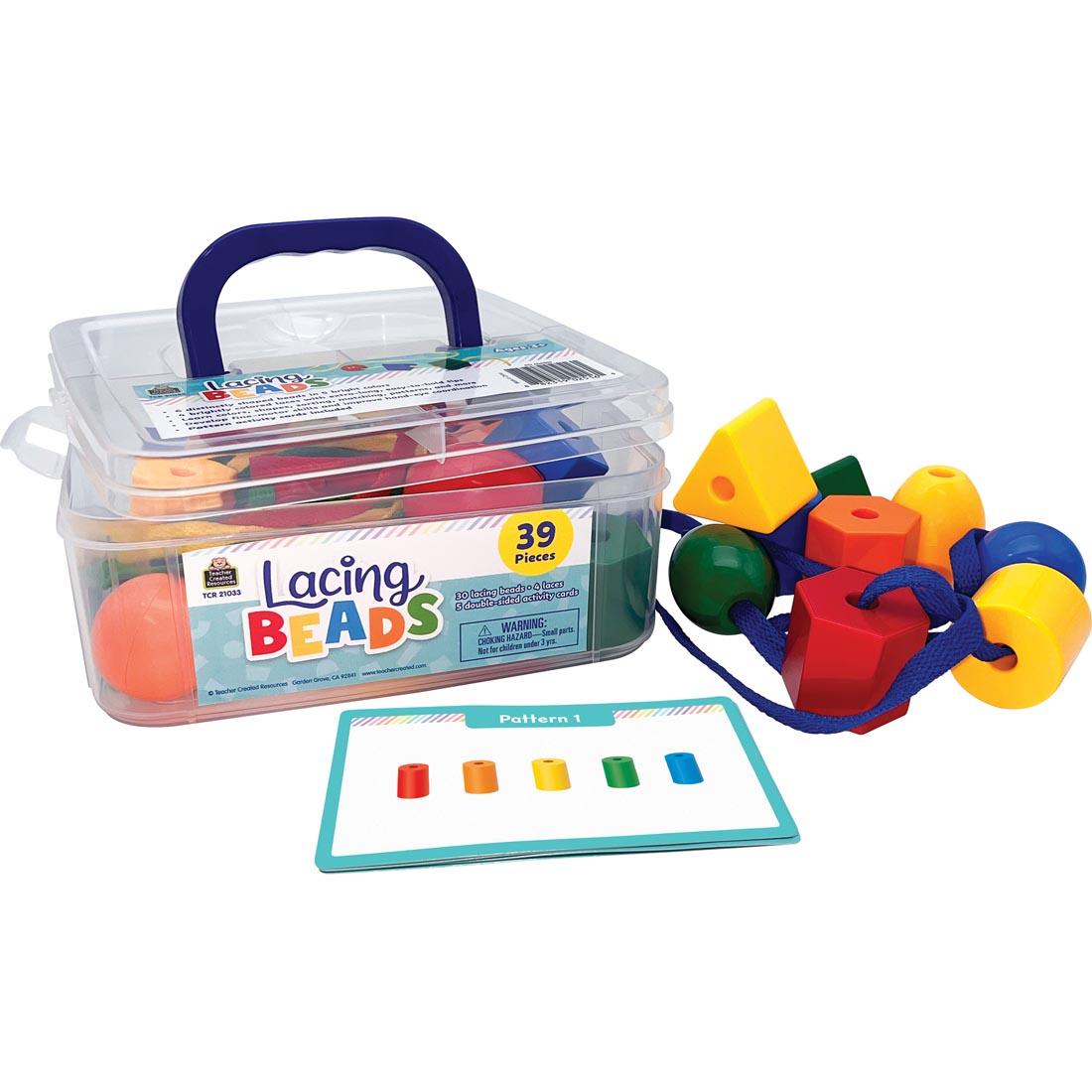 Lacing Beads By Teacher Created Resources both inside and outside of their package