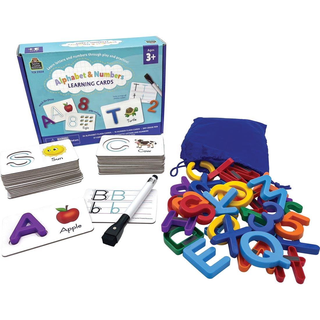 package and contents of the Alphabet & Numbers Learning Cards By Teacher Created Resources