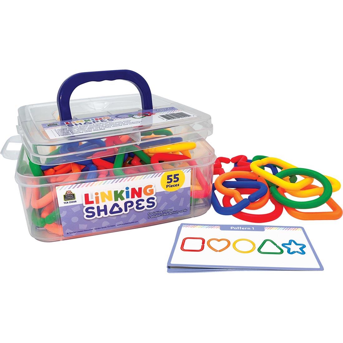 contents of the Linking Shapes By Teacher Created Resources both in and out of their package