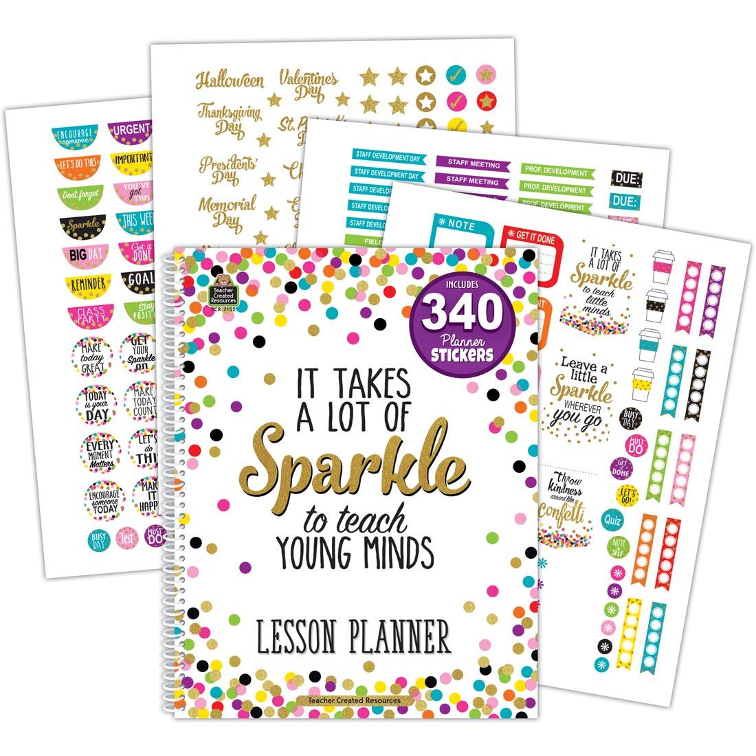 Lesson Planner with included sticker sheets from the Confetti collection by Teacher Created Resources