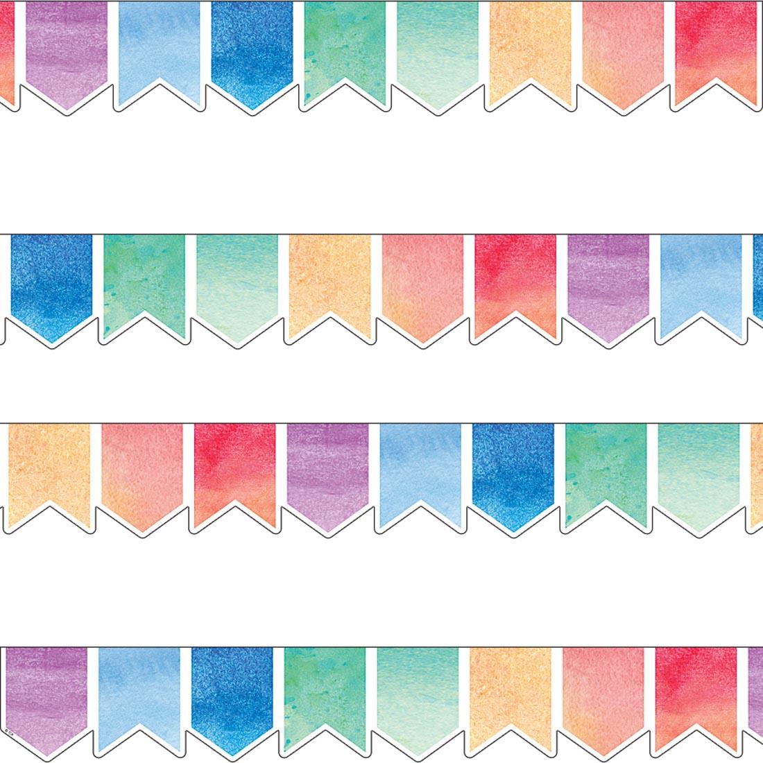 Watercolor Pennants Die-Cut Border Trim