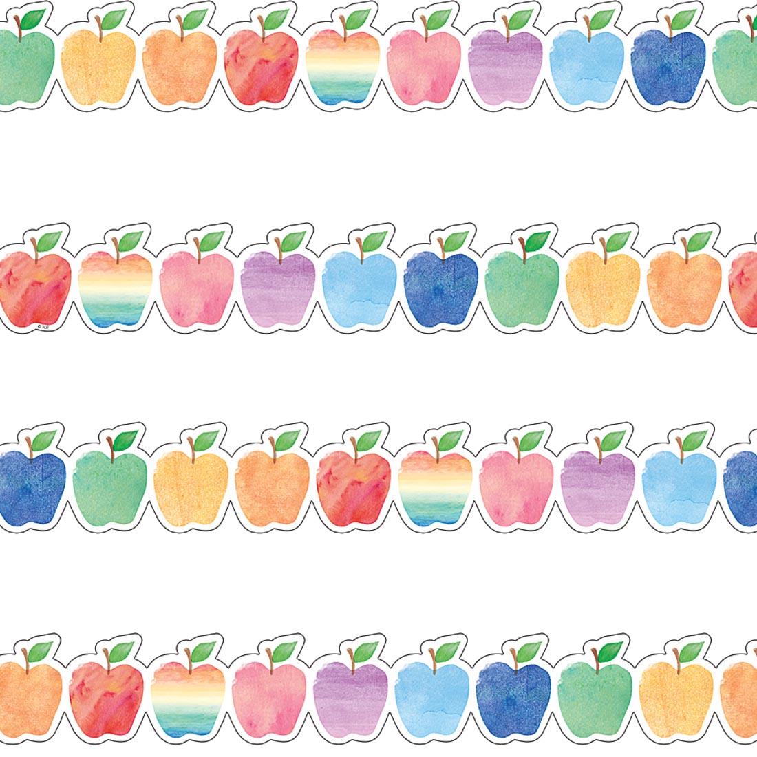 Watercolor Apples Die-Cut Border Trim