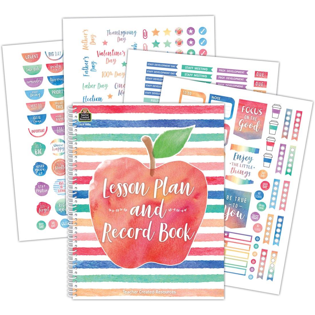 Watercolor Lesson Plan and Record Book plus sheets of planner stickers