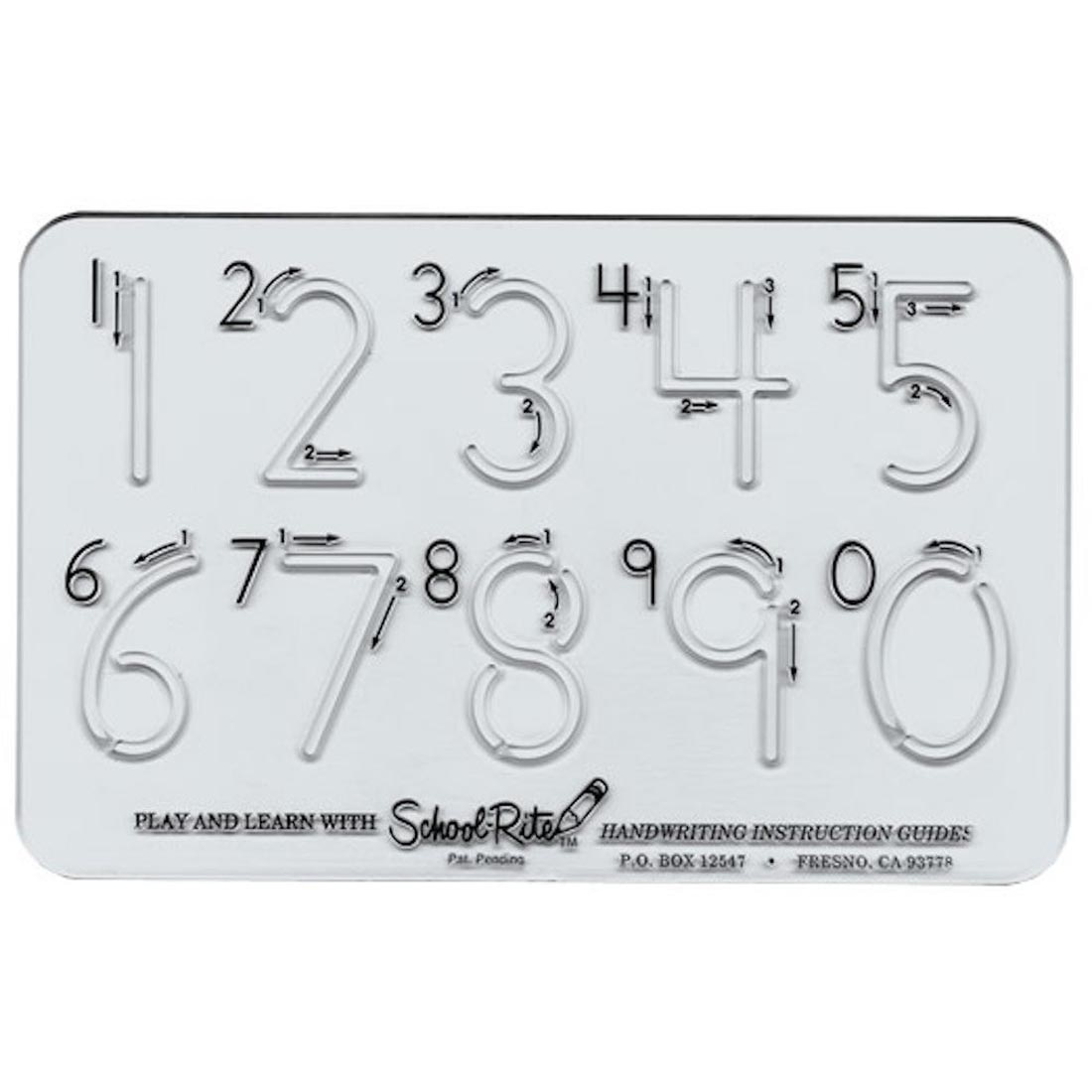 School-Rite Numbers Template Zaner-Bloser Style