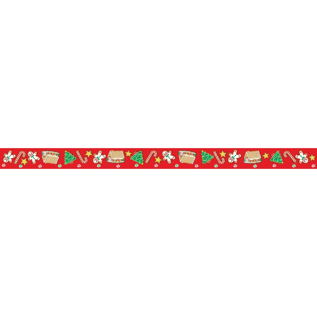 Christmas Border Trim with gingerbread houses, candy canes, Christmas trees and gingerbread cookies