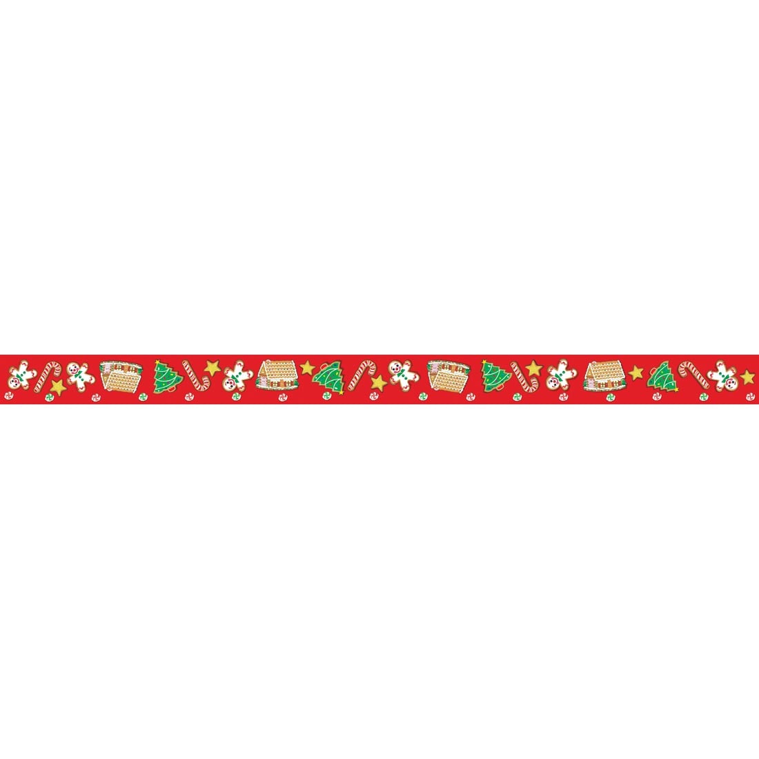 Christmas Border Trim with gingerbread houses, candy canes, Christmas trees and gingerbread cookies