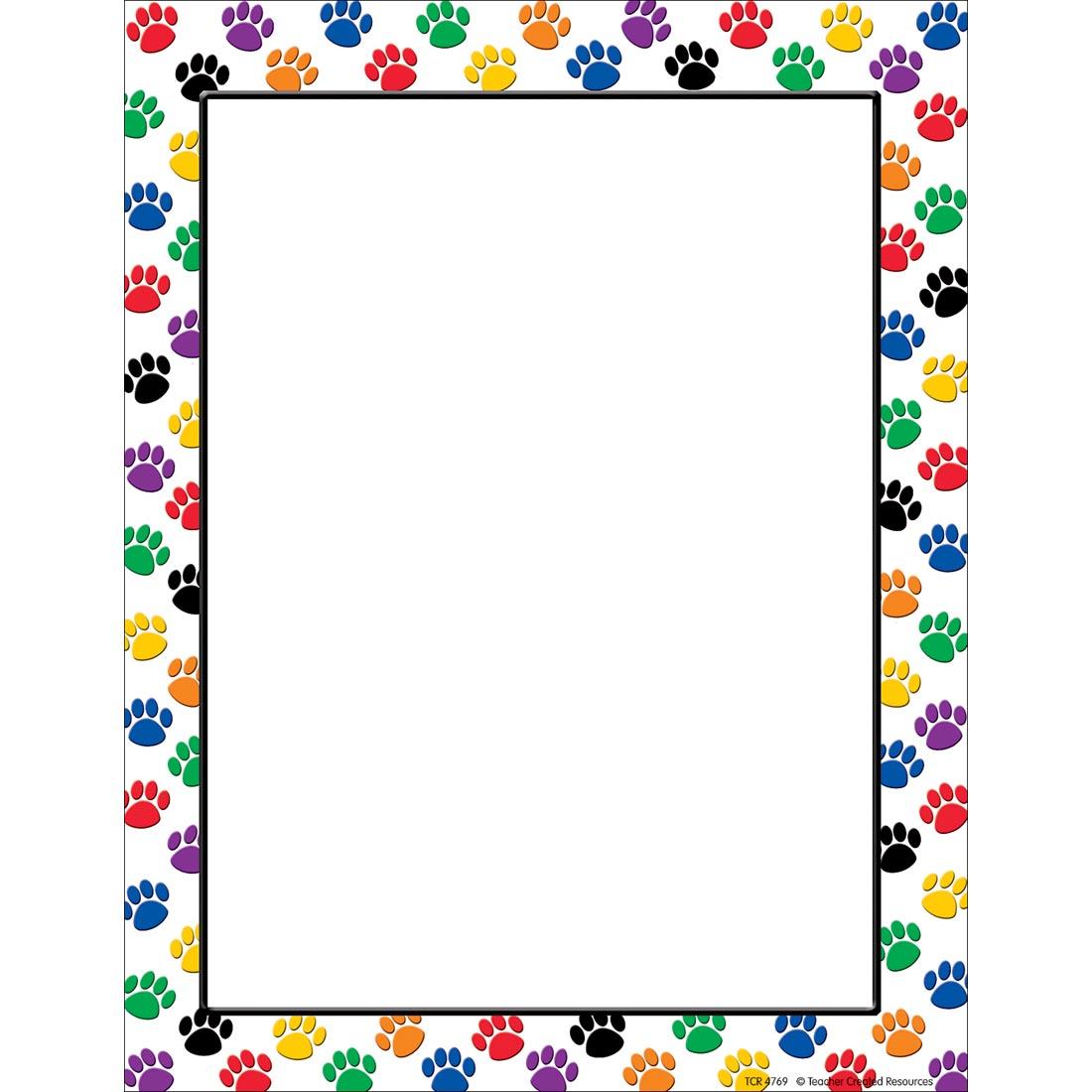 Colorful Paw Prints Computer Paper