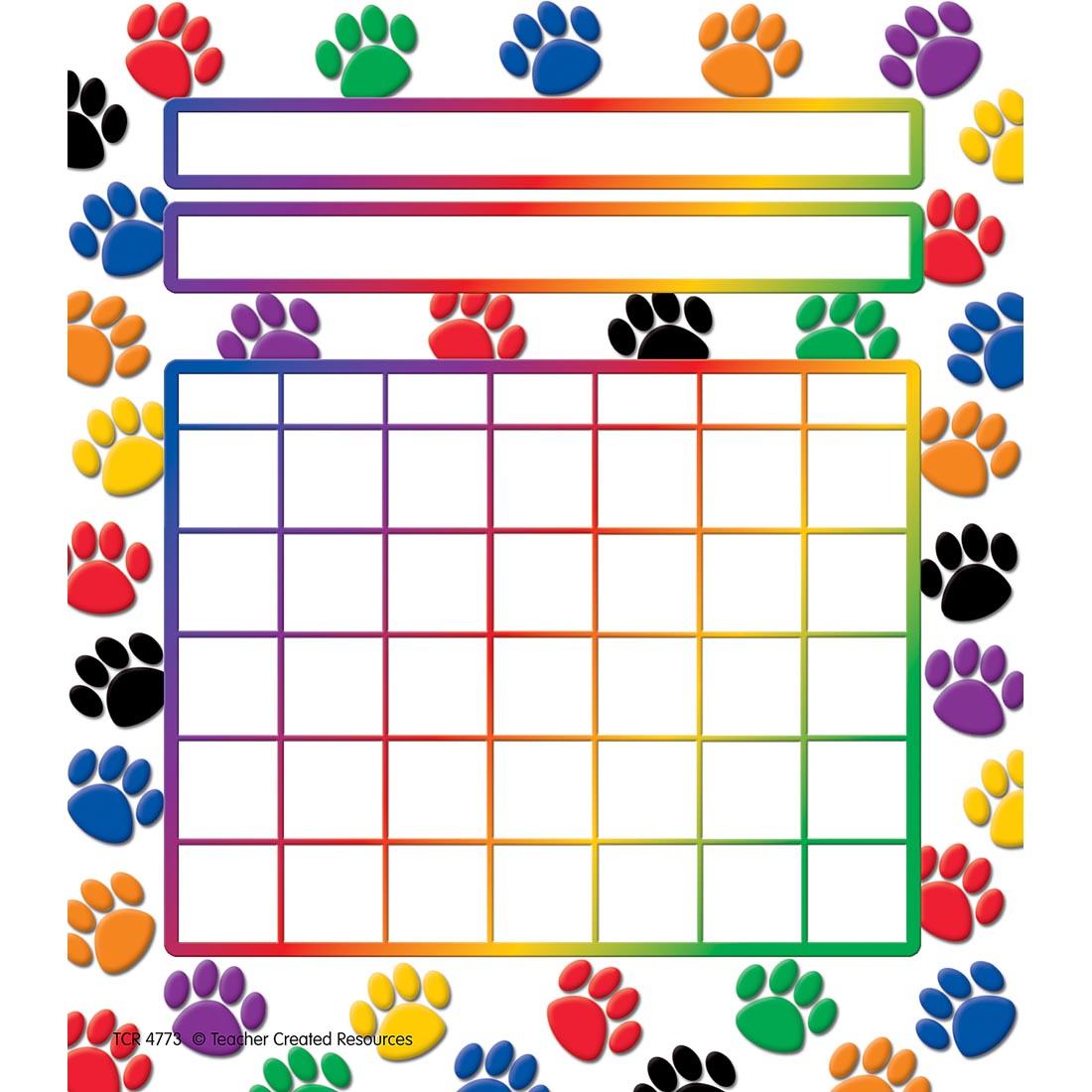 Colorful Paw Prints Incentive Chart