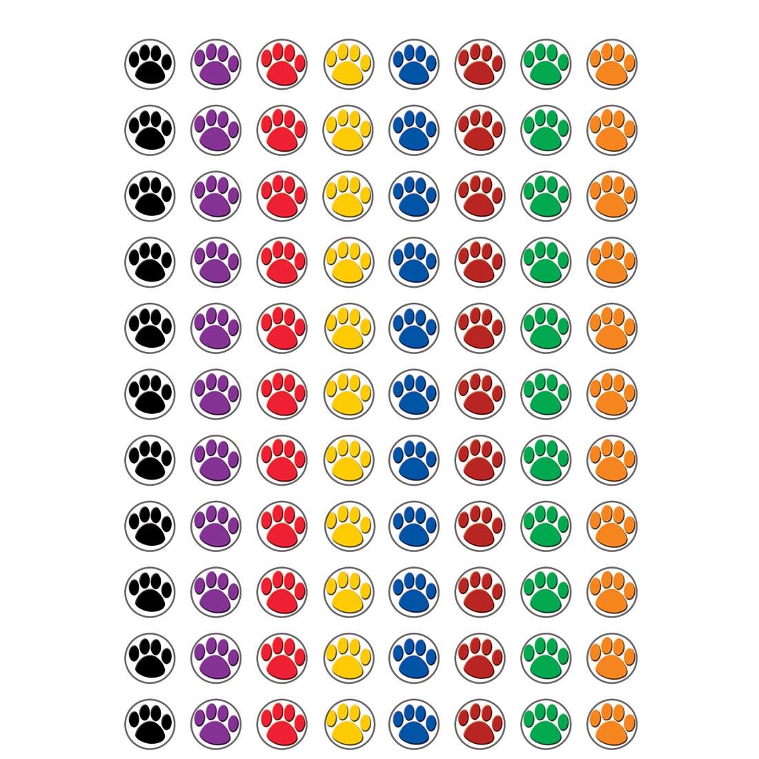 Colorful Paw Prints Mini Stickers