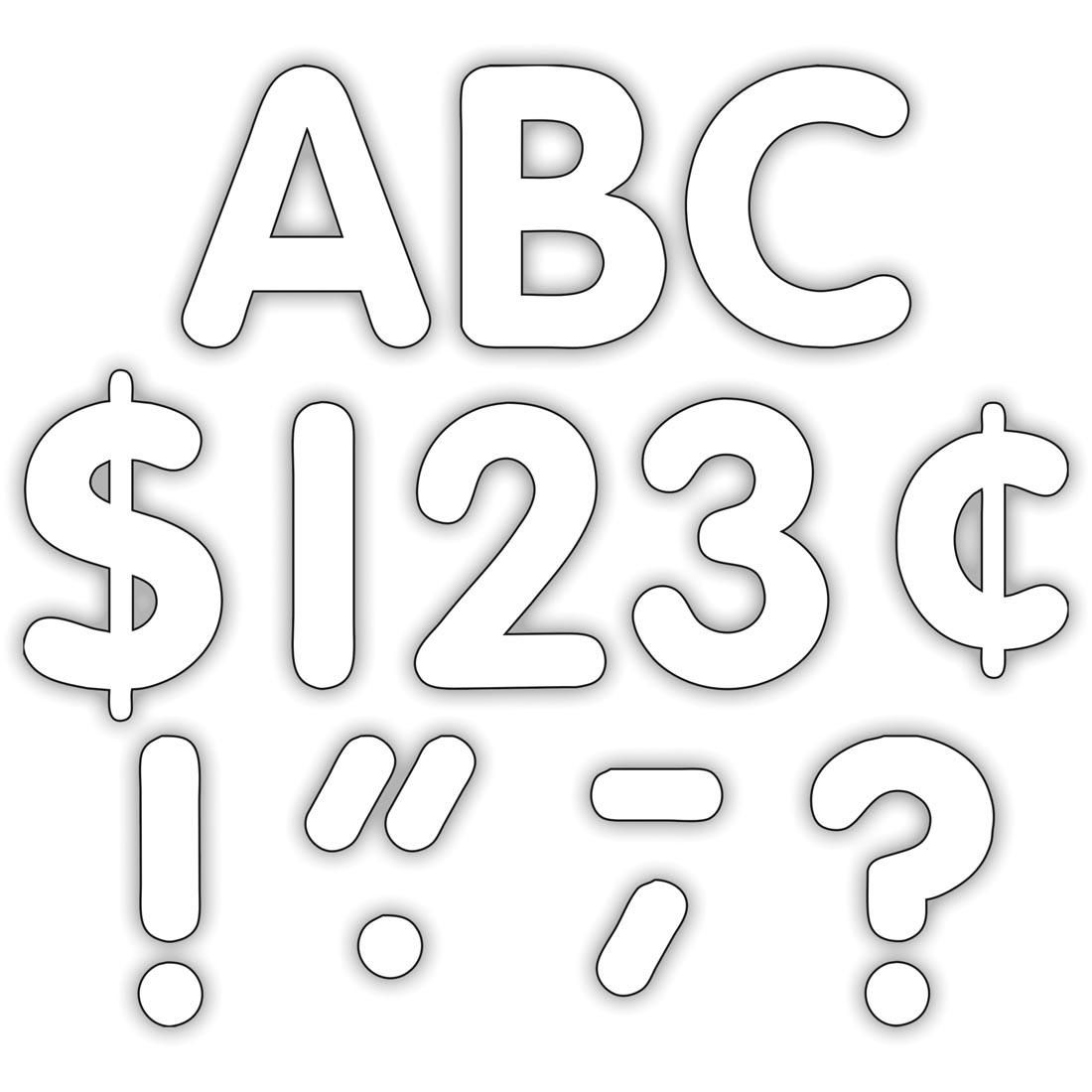 examples of contents from the White Classic 4" Uppercase Letters By Teacher Created Resources