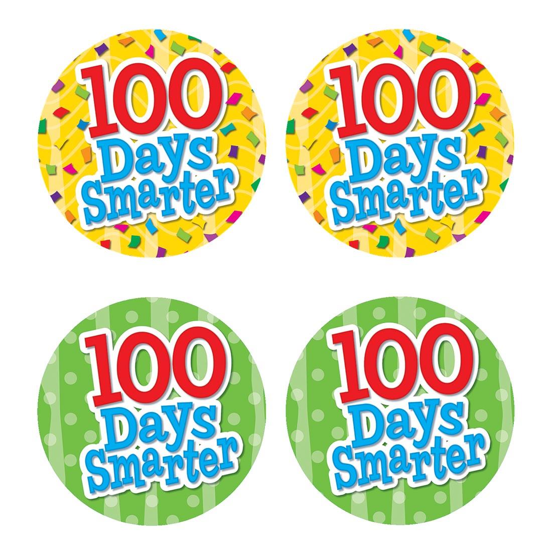 Four 100 Days Smarter Wear 'Em Badges By Teacher Created Resources