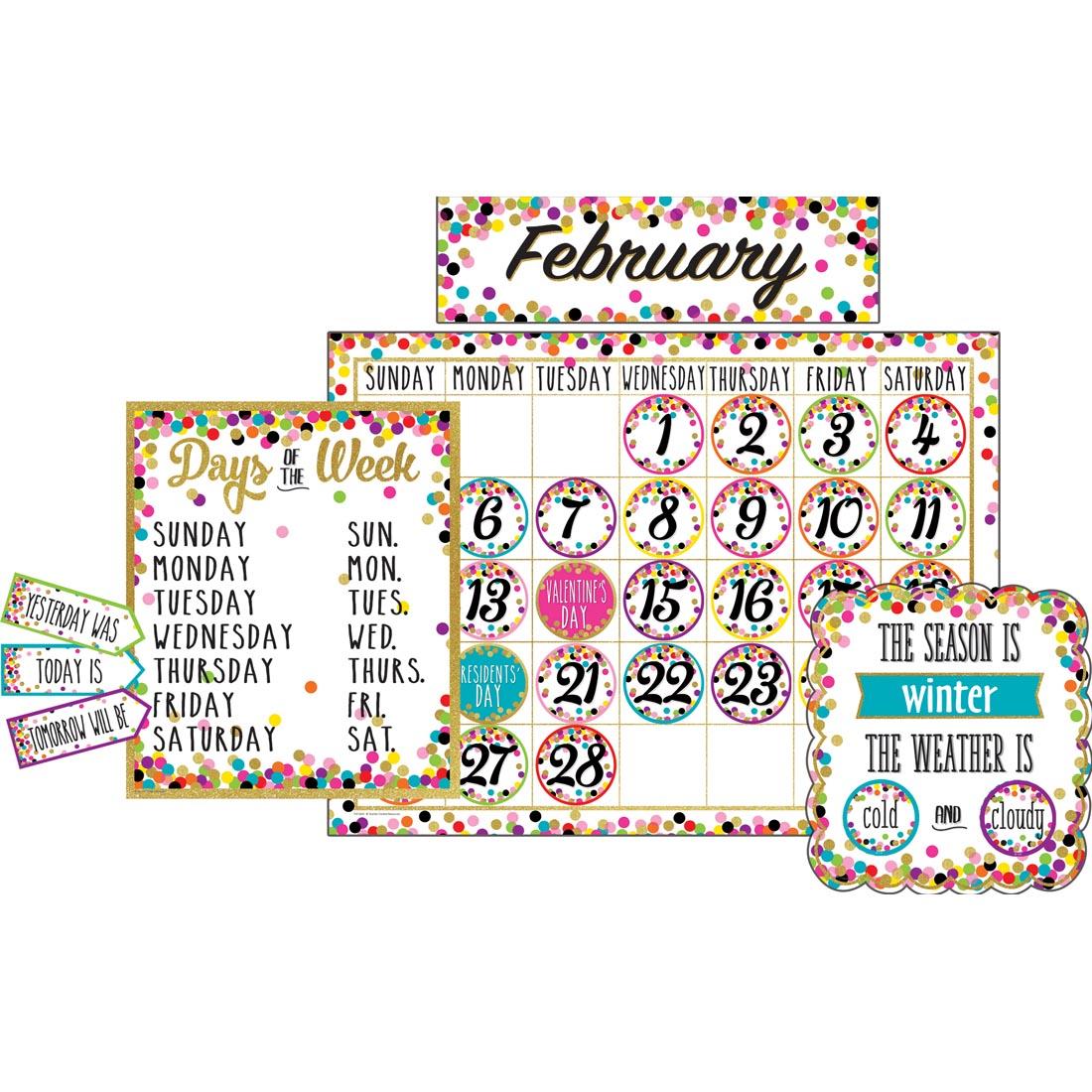 Calendar Bulletin Board Display Set from the Confetti collection by Teacher Created Resources