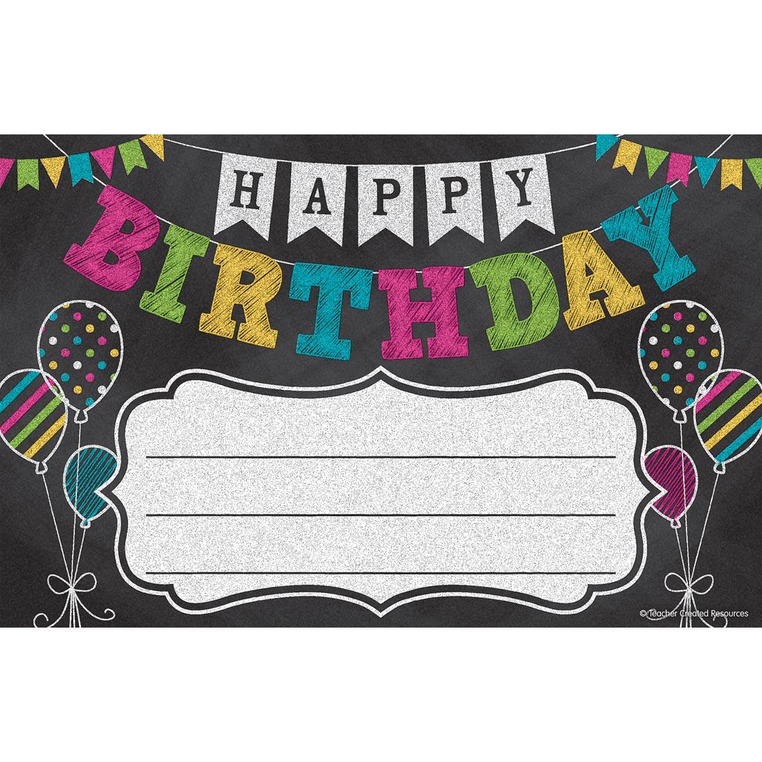 Happy Birthday Award from the Chalkboard Brights collection by Teacher Created Resources