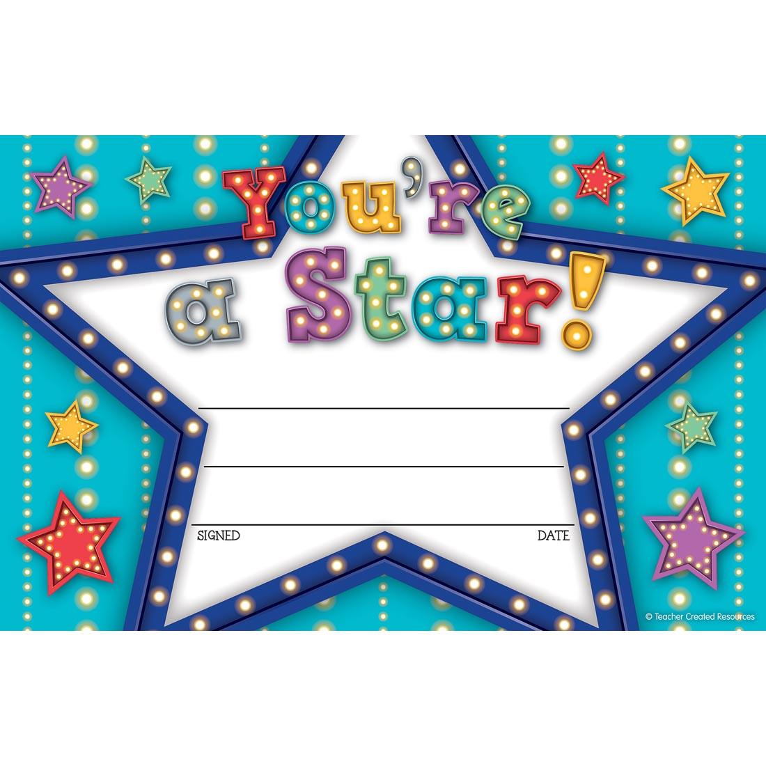 You're a Star Award from the Marquee collection by Teacher Created Resources