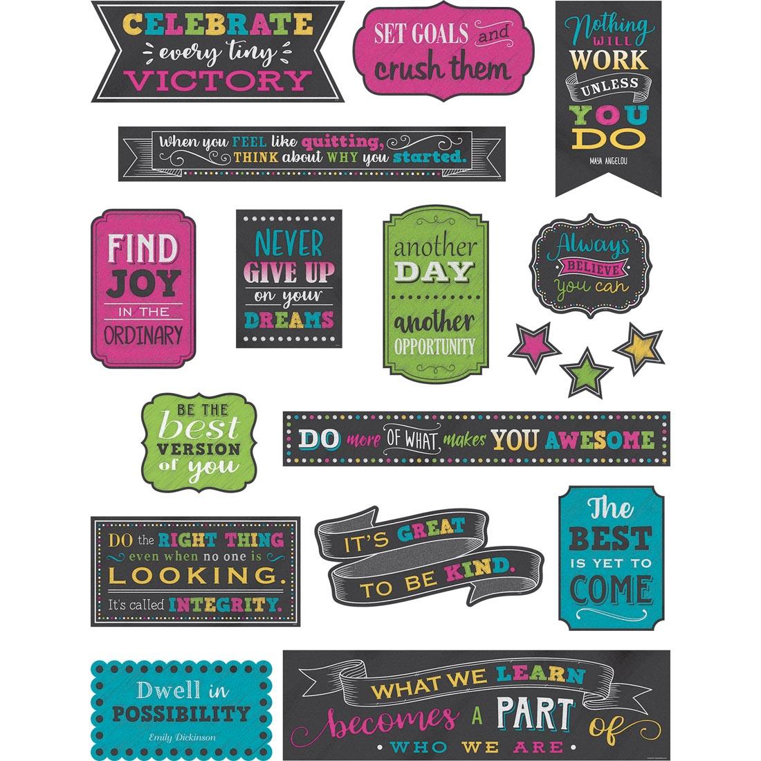 Positive Sayings Mini Bulletin Board Set from the Chalkboard Brights collection by Teacher Created Resources