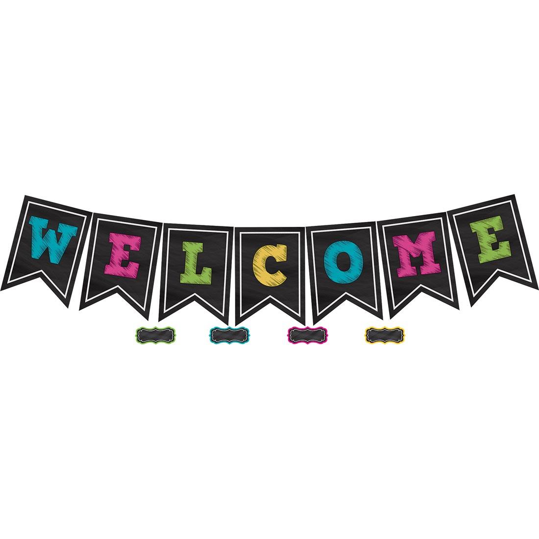 Pennants Welcome Bulletin Board Set from the Chalkboard Brights collection by Teacher Created Resources