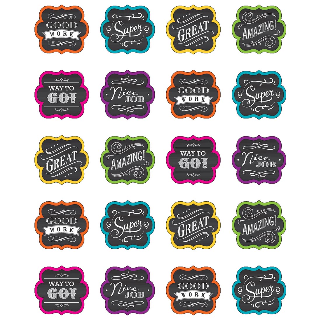 Stickers from the Chalkboard Brights collection by Teacher Created Resources