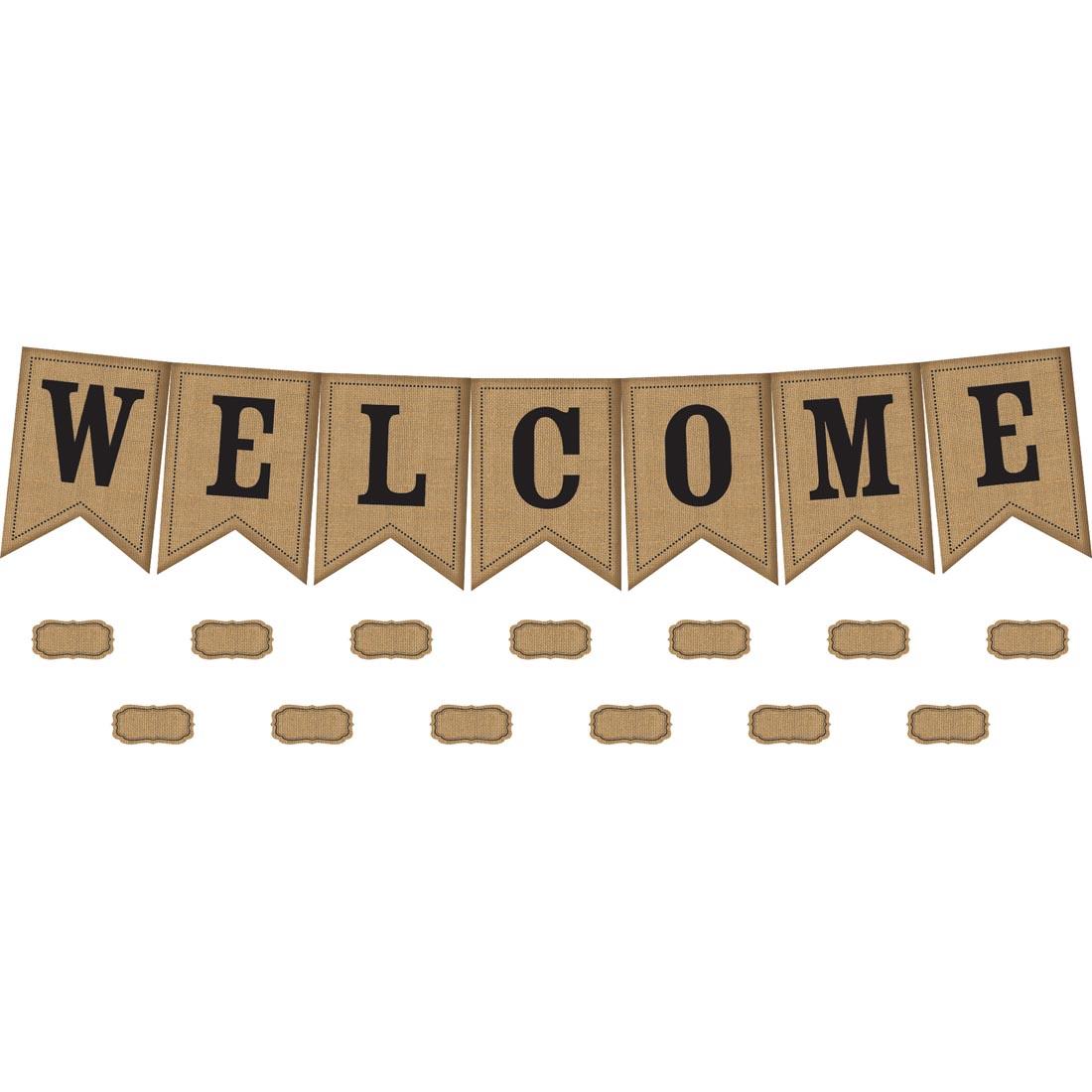 Burlap Pennants Welcome Bulletin Board Set by Teacher Created Resources