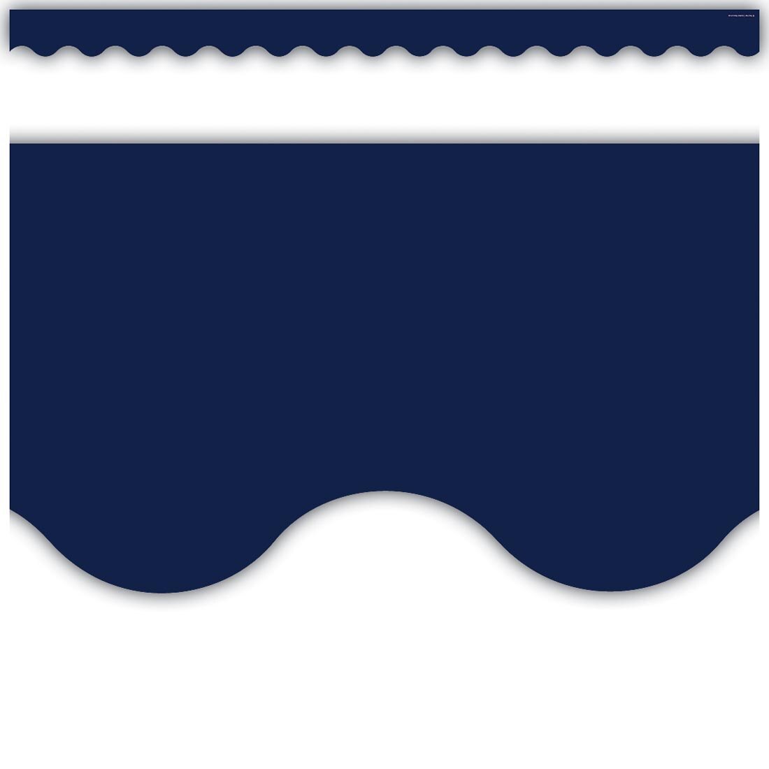 full strip plus a closeup of Navy Scalloped Border Trim By Teacher Created Resources