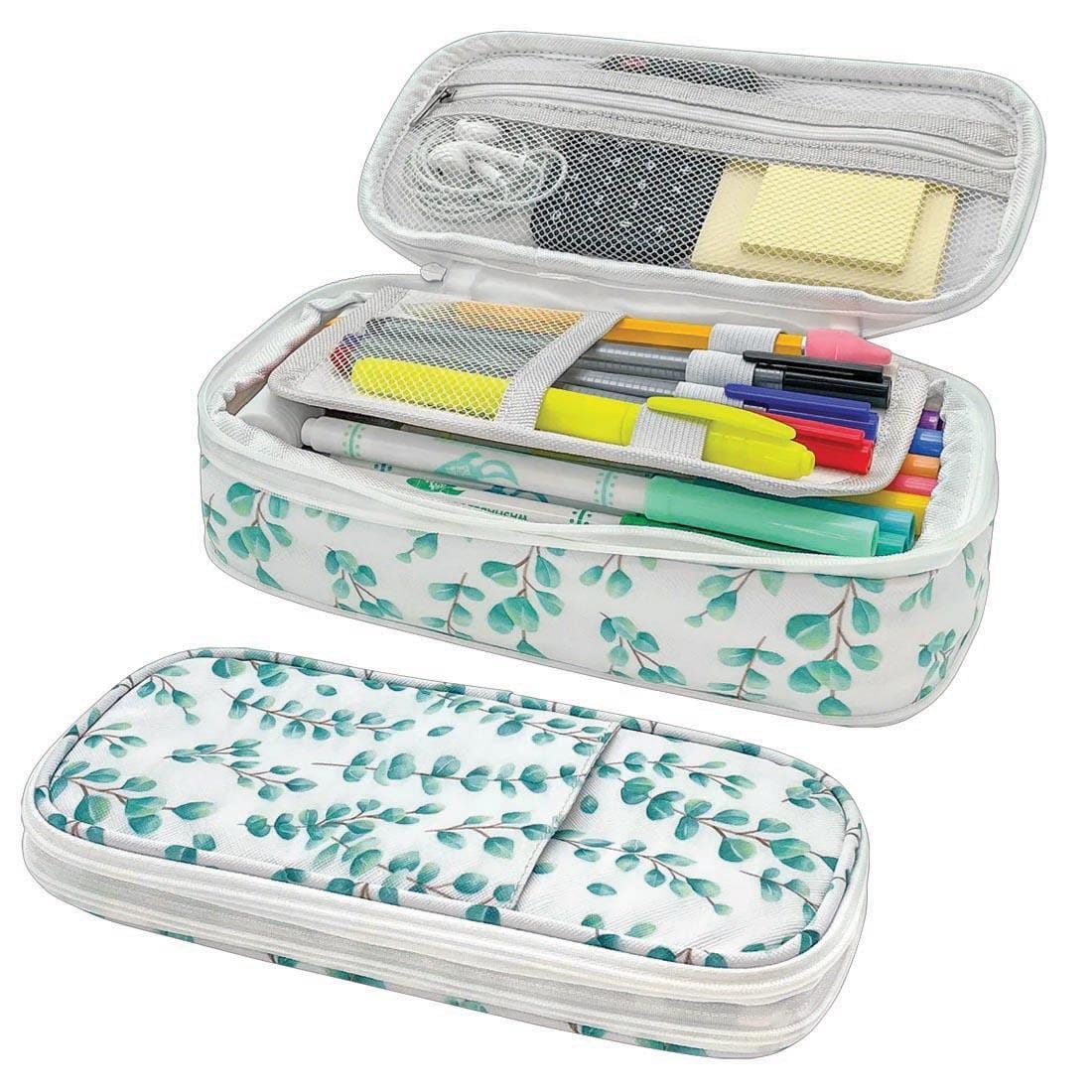 Pencil Case shown both open and use and closed from the Eucalyptus collection By Teacher Created Resources