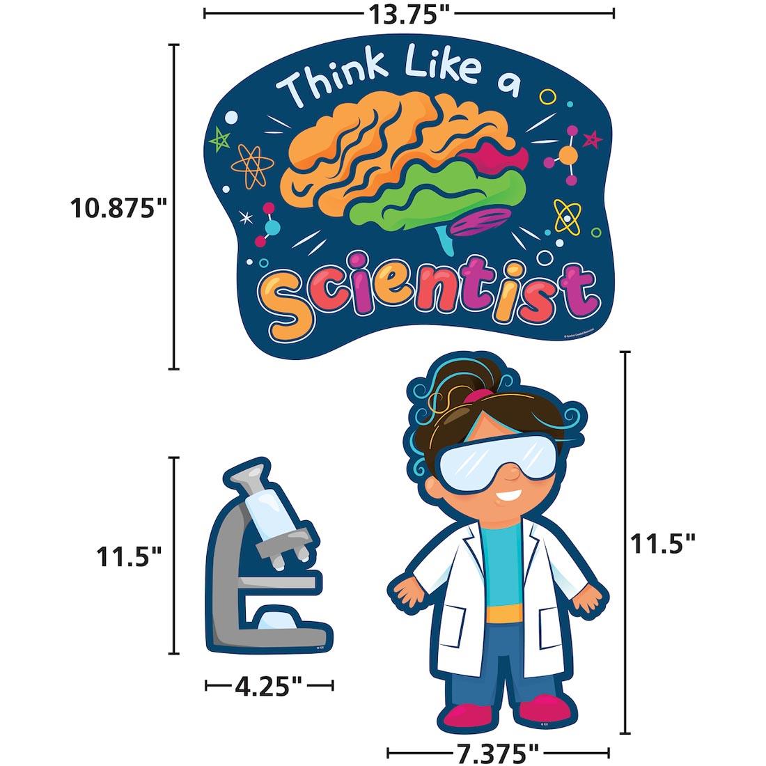 3 pieces of the Science Talk Bulletin Board Set By Teacher Created Resources each labeled with their measurements