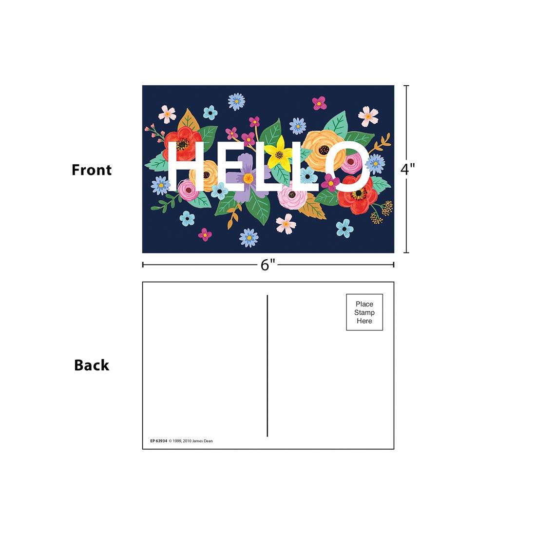 front and back of a Hello Postcard from the Wildflowers collection By Teacher Created Resources