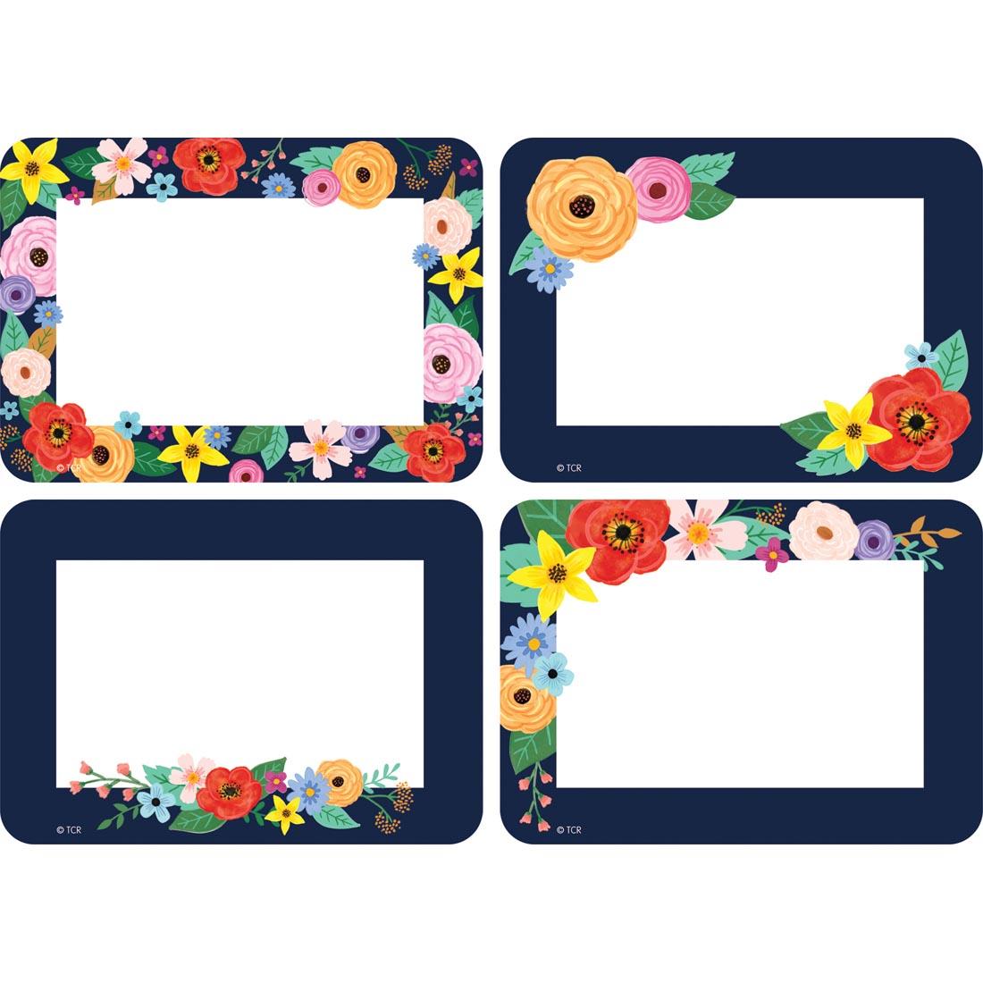 four Name Tags / Labels from the Wildflowers collection by Teacher Created Resources