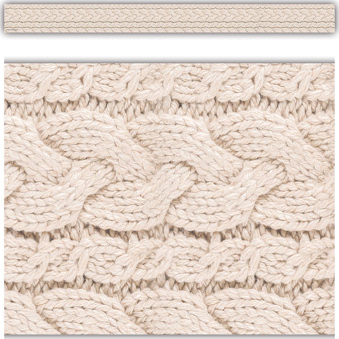 full strip plus a closeup of Cable Knit Sweater Straight Border Trim By Teacher Created Resources