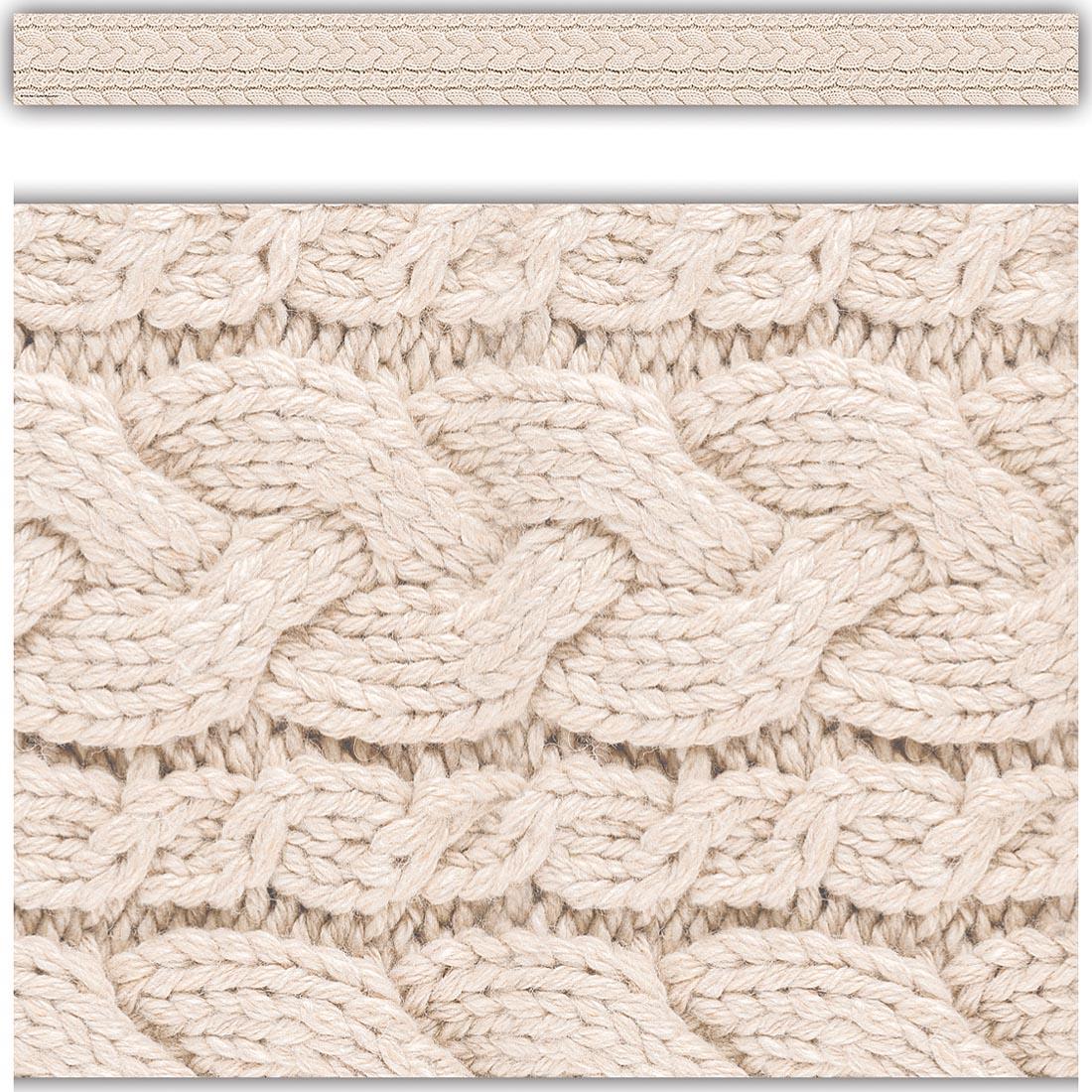 full strip plus a closeup of Cable Knit Sweater Straight Border Trim By Teacher Created Resources