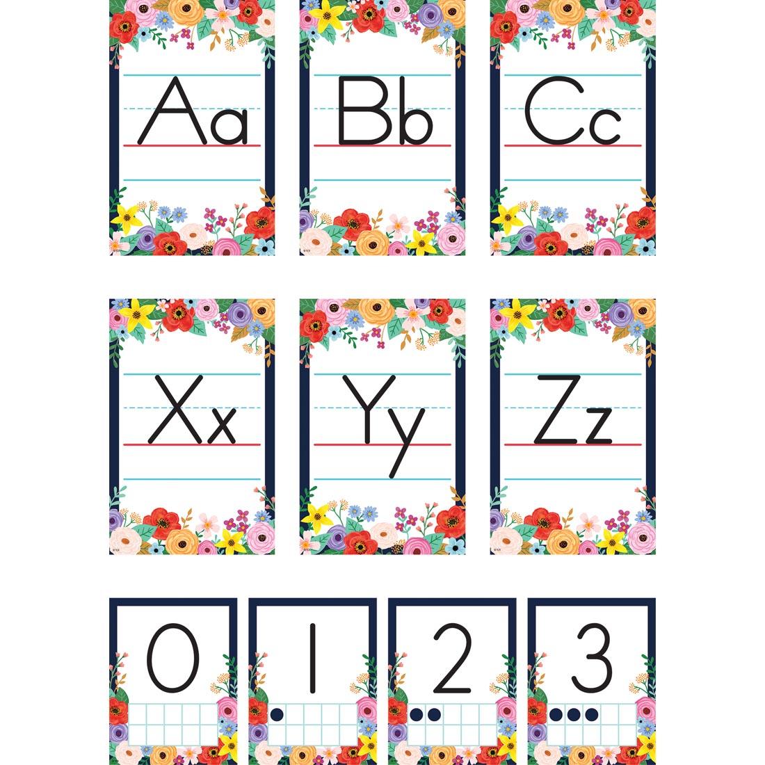 pieces from the Alphabet Bulletin Board Set from the Wildflowers collection by Teacher Created Resources