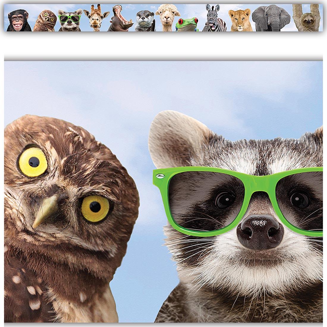 closeup and full strip of Straight Border Trim from the Go Wild Animals collection by Teacher Created Resources