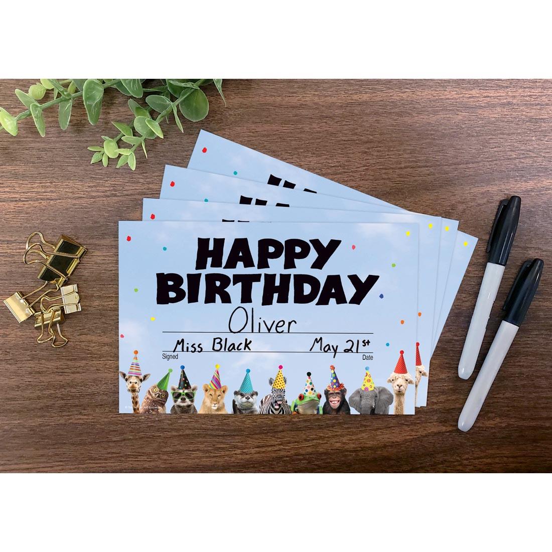 stack of Happy Birthday Awards from the Go Wild Animals collection by Teacher Created Resources