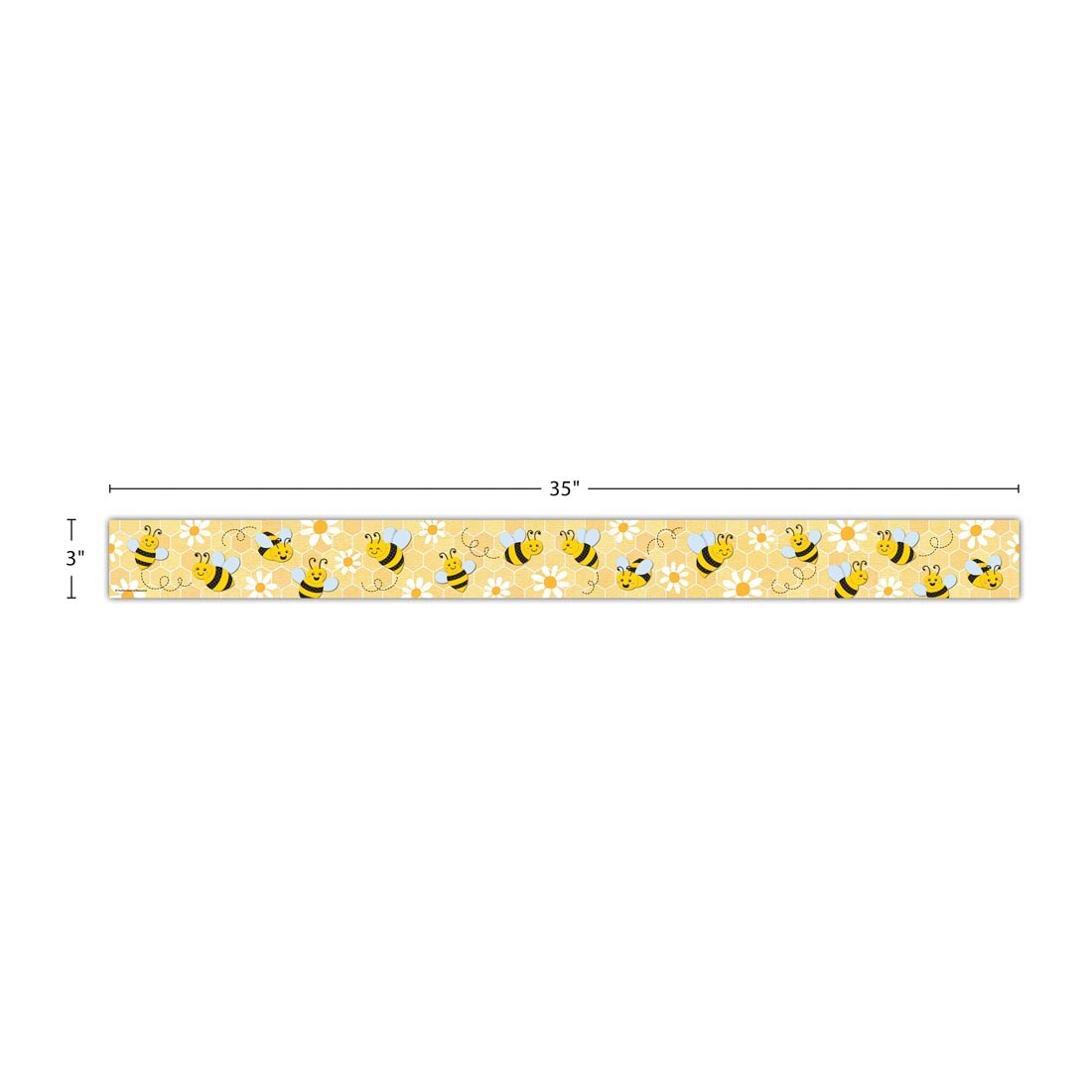strip of Straight Border Trim from the Buzzing Bees collection By Teacher Created Resources labeled with measurements 35" and 3"