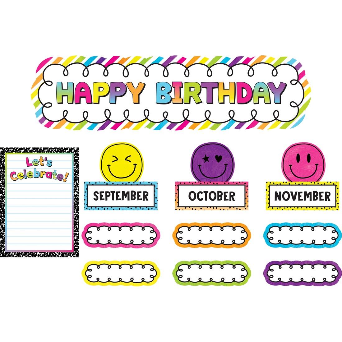 Happy Birthday Mini Bulletin Board Set from the Brights 4Ever collection by Teacher Created Resources