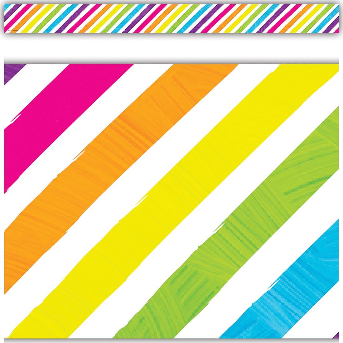 full strip plus a closeup of the Stripes Straight Border Trim from the Brights 4Ever collection by Teacher Created Resources