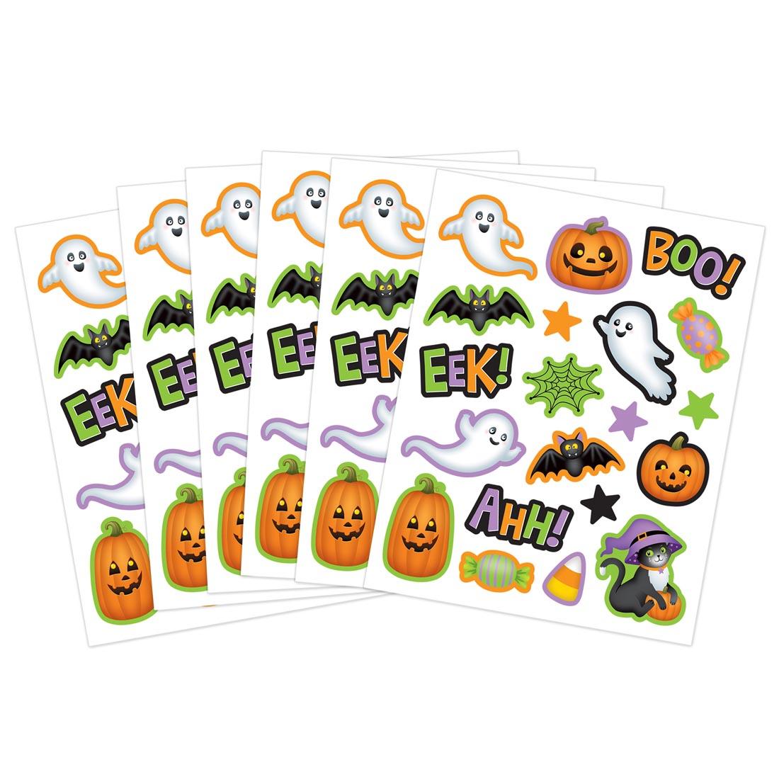 6 sheets of Halloween Stickers By Teacher Created Resources