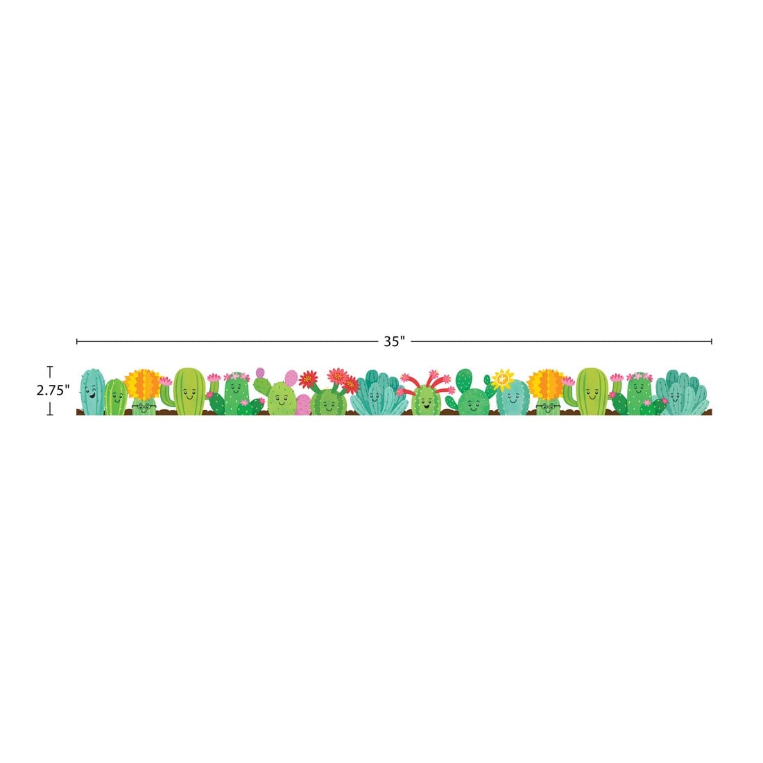 strip of Die-Cut Border Trim from the Happy Cactus Crew collection By Teacher Created Resources labeled with measurements 35" and 2.75"