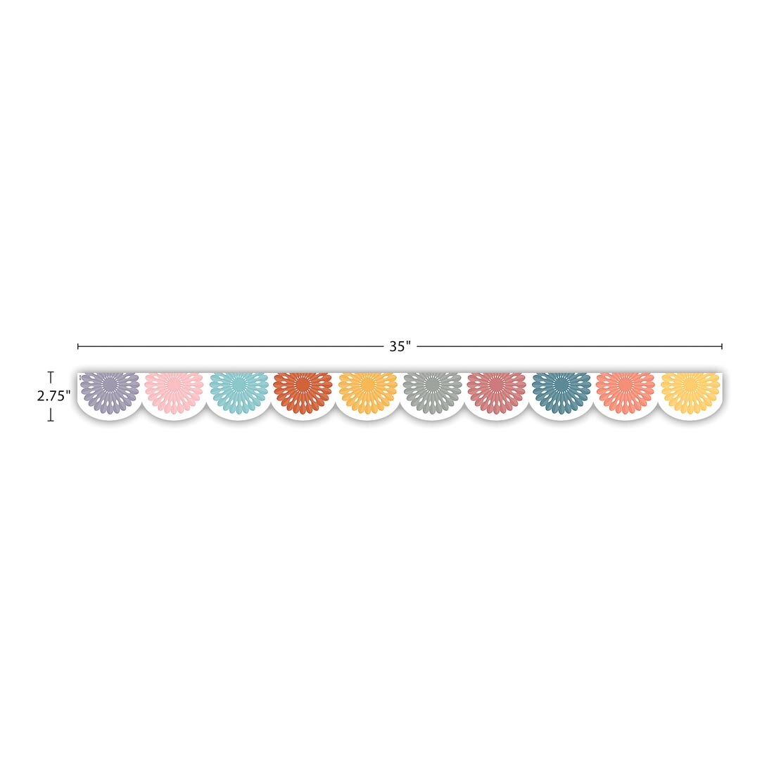 strip of Fiesta Die-Cut Border Trim from the Happy Cactus Crew collection By Teacher Created Resources labeled with measurements 35" and 2.75"