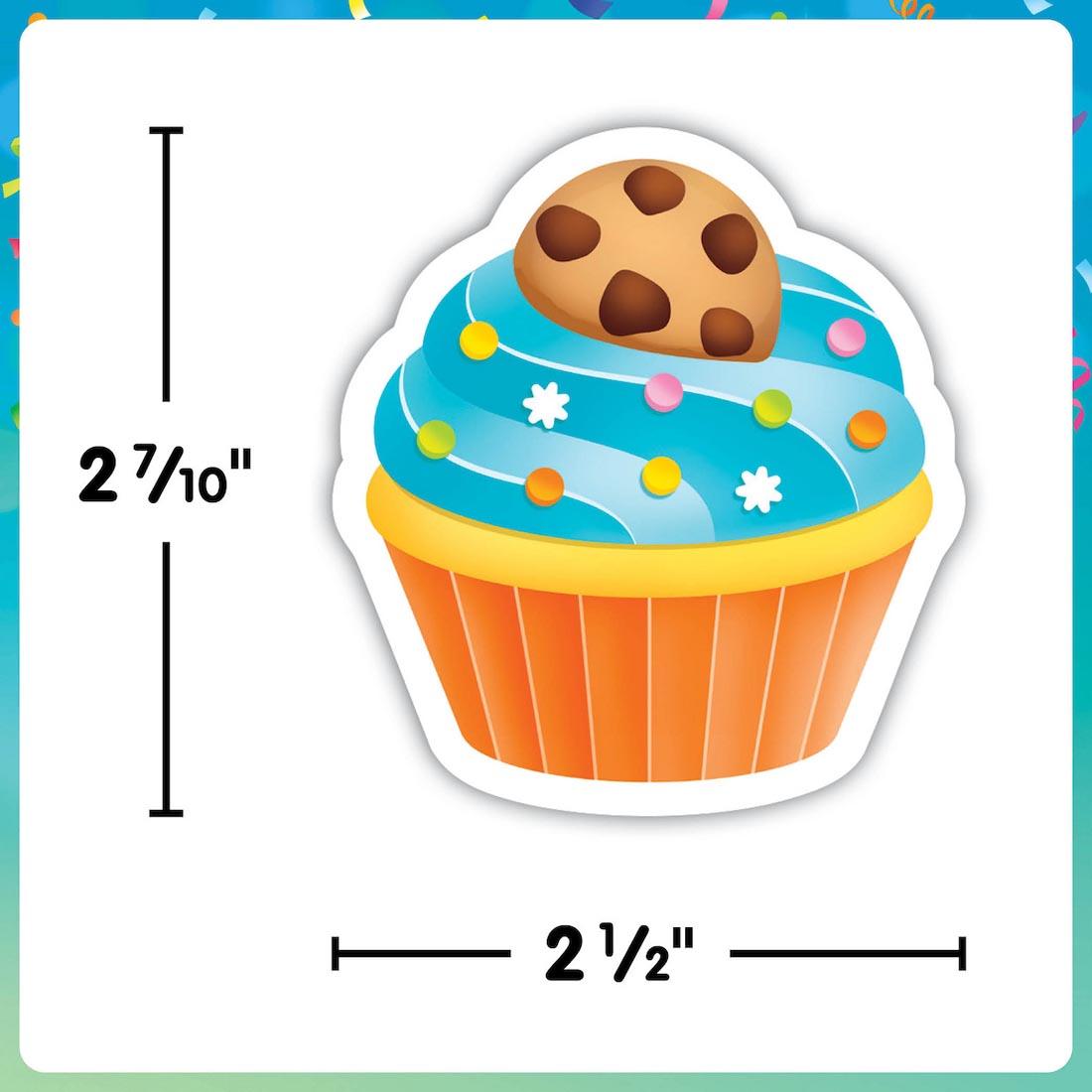 a Cupcake Mini Accent By Teacher Created Resources labeled with measurements 2-7/10" x 2-1/2"