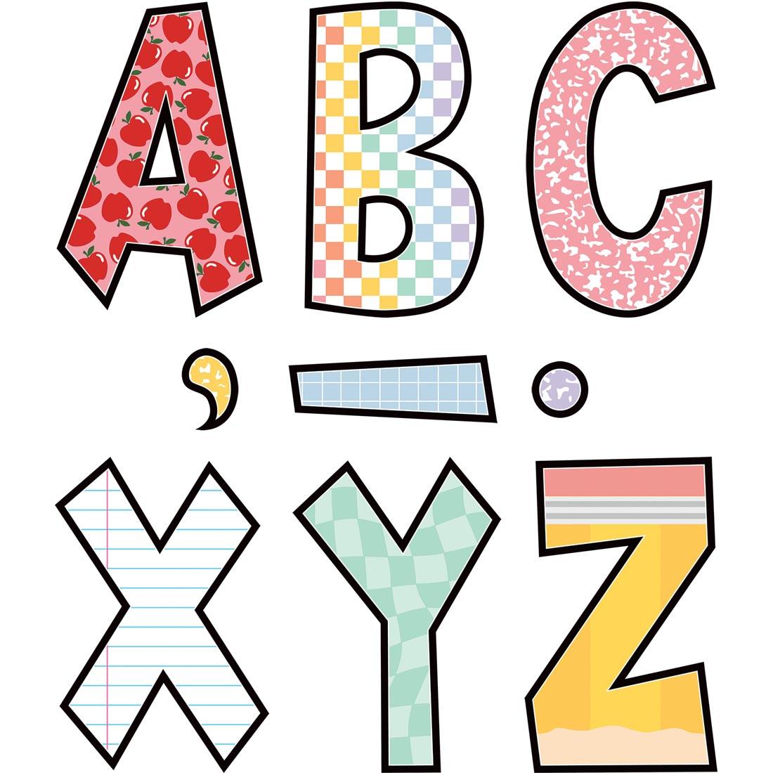 characters of the Fun Font 7" Letters from the Cool For School collection by Teacher Created Resources