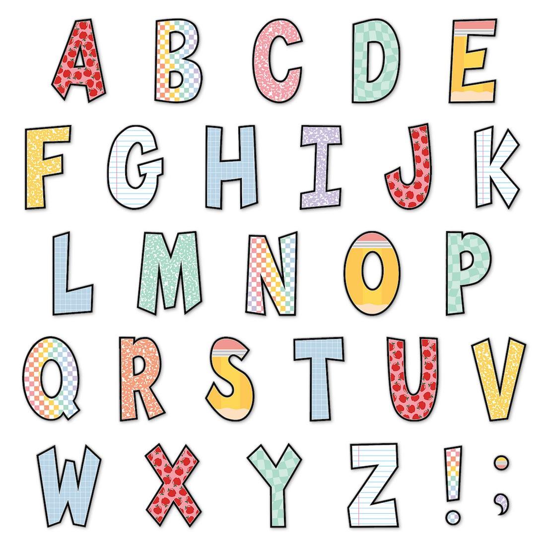 alphabet of the Fun Font 7" Letters from the Cool For School collection by Teacher Created Resources