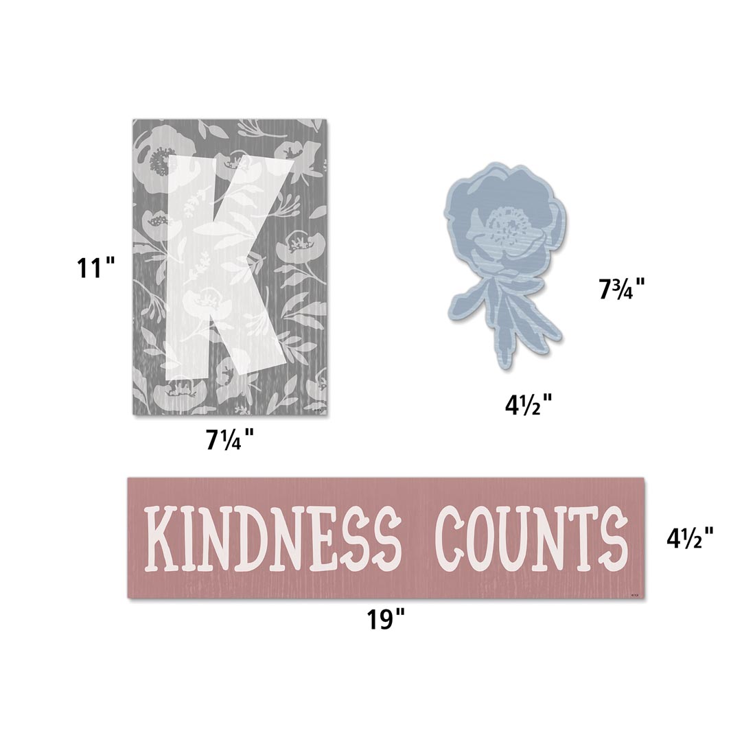 3 pieces from the Always Choose Kindness Bulletin Board Set from the Classroom Cottage collection by Teacher Created Resources labeled with their measurements