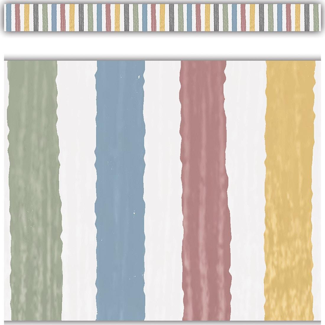 closeup plus a complete strip of Stripes Straight Border Trim from the Classroom Cottage collection by Teacher Created Resources
