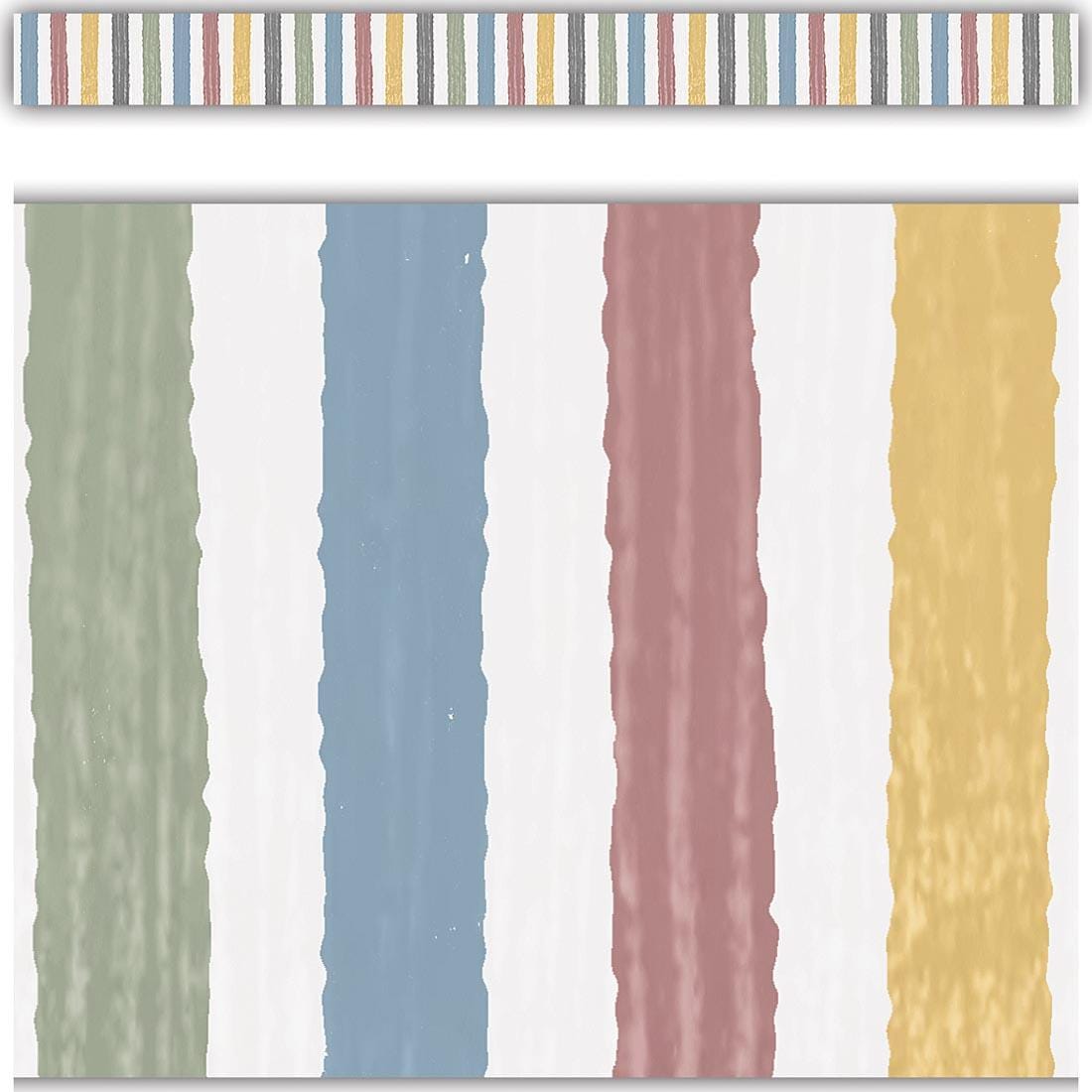 closeup plus a complete strip of Stripes Straight Border Trim from the Classroom Cottage collection by Teacher Created Resources