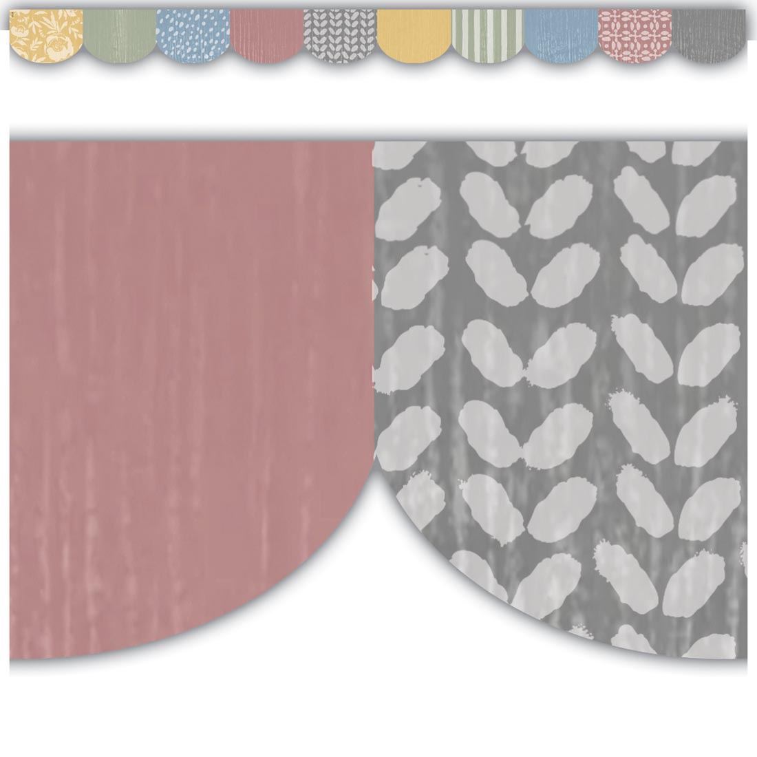 closeup plus a complete strip of Scalloped Die-Cut Border Trim from the Classroom Cottage collection by Teacher Created Resources