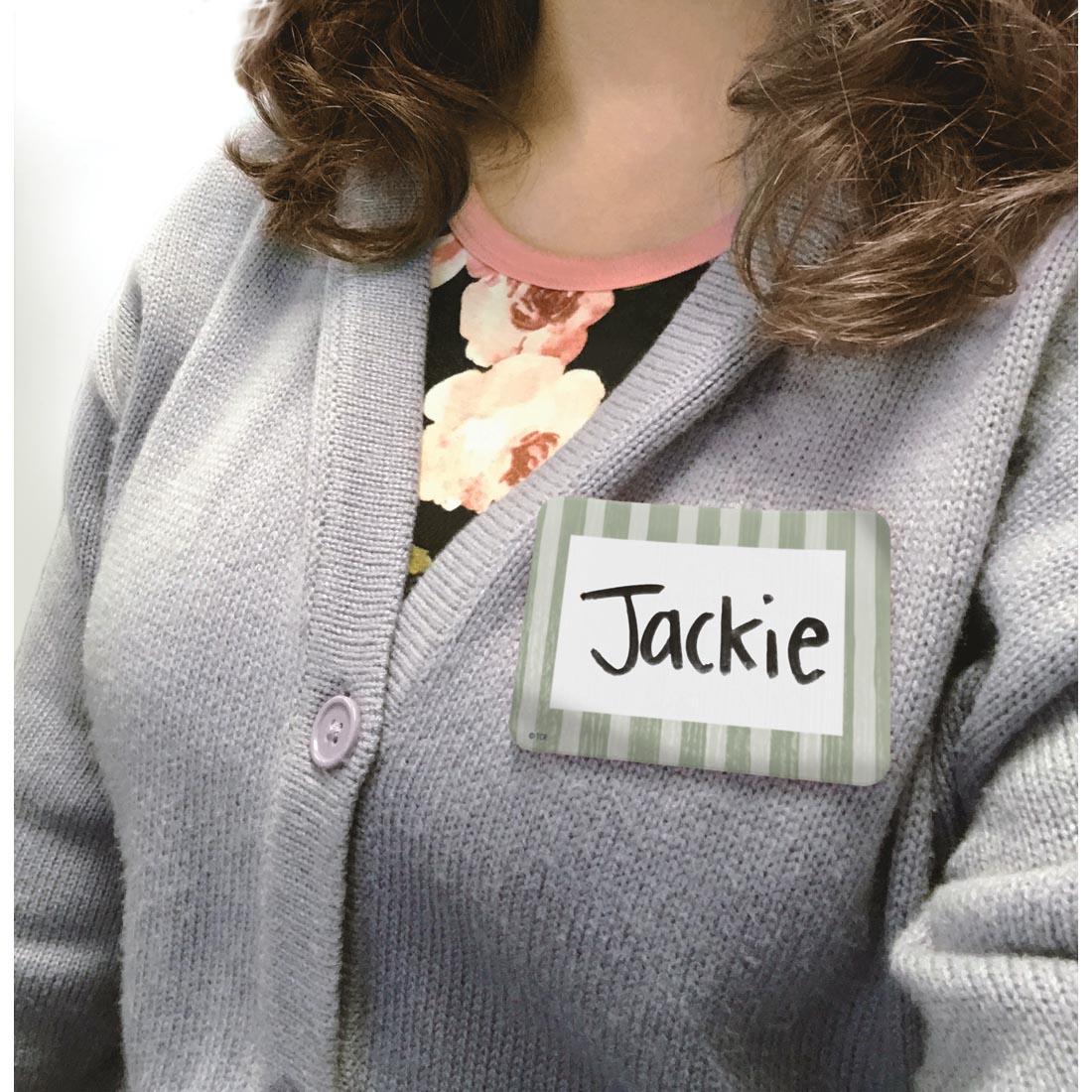 person's chest wearing a Name Tag / Label from the Classroom Cottage collection by Teacher Created Resources