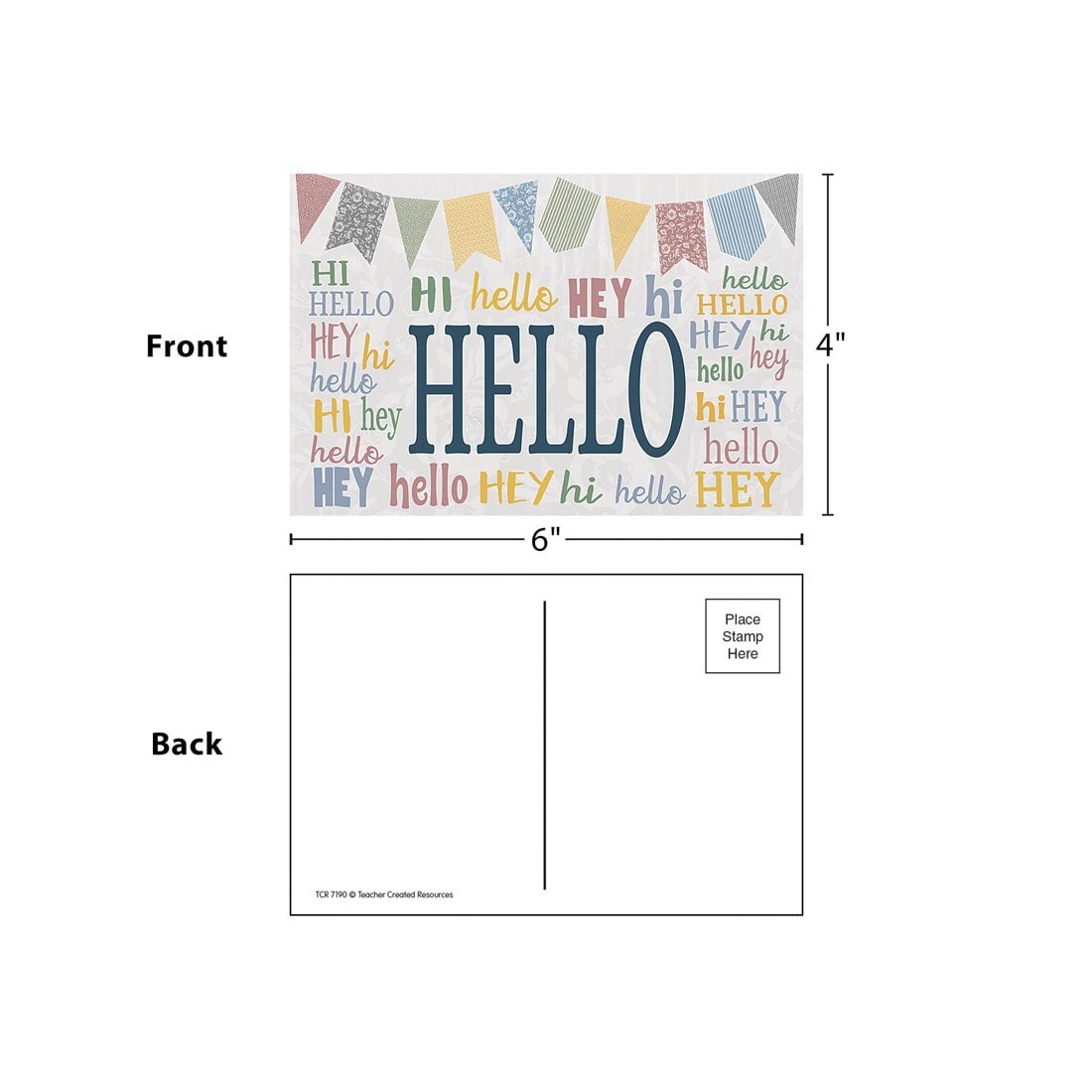 front and back of Hello Postcard from the Classroom Cottage collection By Teacher Created Resources