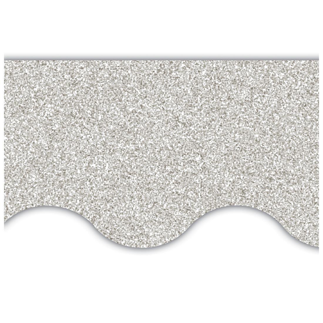 closeup of the Silver Glitz Scalloped Border Trim By Teacher Created Resources