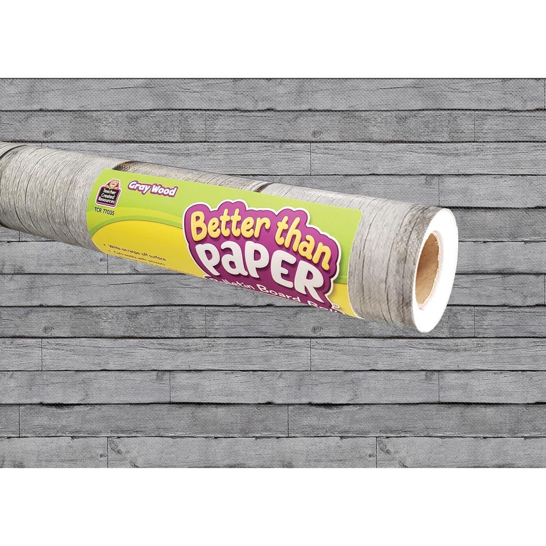 Gray Wood Better Than Paper Bulletin Board Roll with it in use in the background