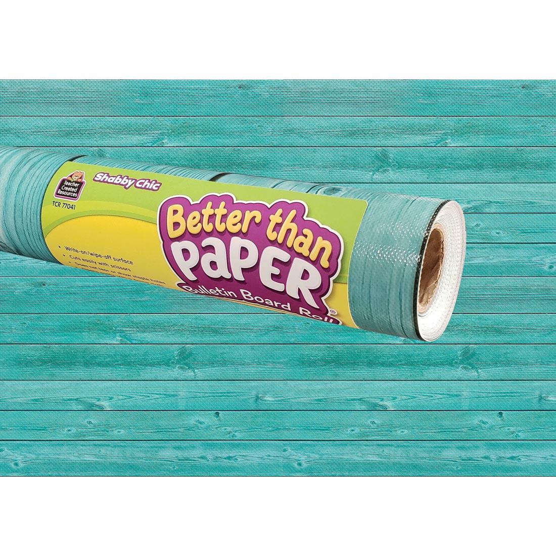 Shabby Chic Wood Better Than Paper Bulletin Board Roll with it shown in use in the background
